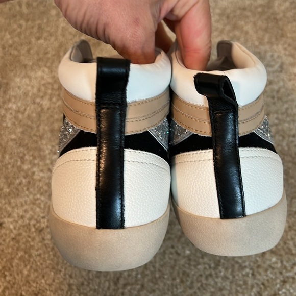 Gianni Bini Emmitt leather Suede silver glitter high top shoe white black 10 9.5 - Picture 6 of 8